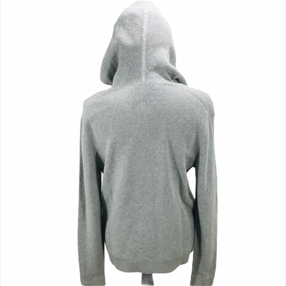 Michael Kors Hooded Zip Up Waffle Sweater, Gray - Picture 2 of 5
